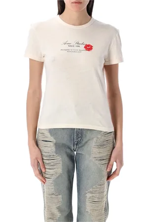 Acne Studios Top, Dame, Grå, L, Bomuld, Vintage Logo T-shirt Perlegrå