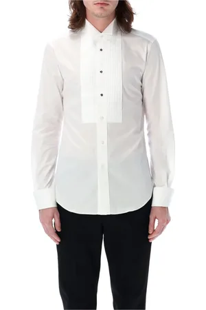 JUNYA WATANABE Skjorte, Herre, Hvid, M, Bomuld, Hvid Smocking Skjorte med Vinge Krave