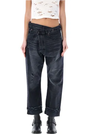 R13 Jeans, Dame, Sort, W26, Bomuld, Sort Casual Jeans med Oversize Stil