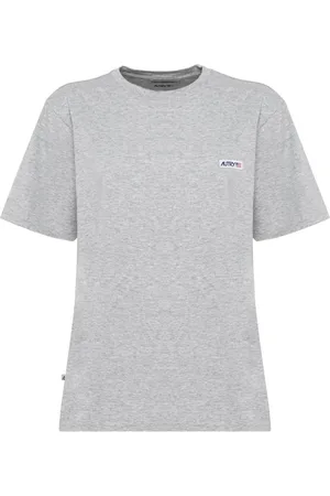 Autry Top, Dame, Grå, S, Bomuld, Grå Bomulds T-shirt med Halværmer og Logo