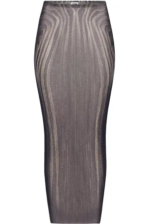 Jean Paul Gaultier Nederdel, Dame, Sort, M, Sort Spiral Mesh Lang Nederdel
