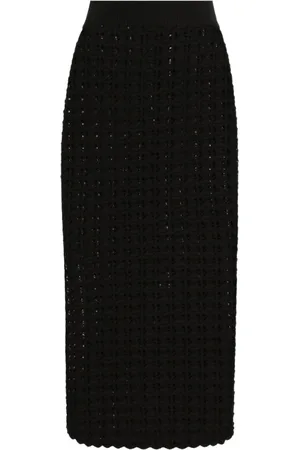 Dolce & Gabbana Nederdel, Dame, Sort, S, Sort Strikket Højtaljet Nederdel