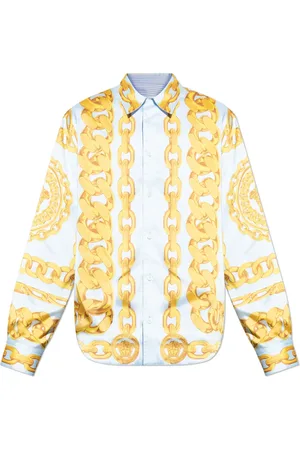 VERSACE Skjorte, Herre, Blå, XL, Bomuld, Vendbar skjorte