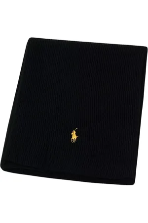 Ralph Lauren Tilbehør, unisex, Sort, ONE SIZE, Uld, Strikket Halstørklæde med Logo
