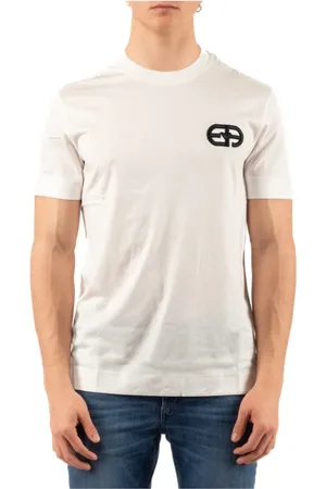 Emporio Armani Top, Herre, Hvid, 2XL, Uld, Stilfuld T-shirt til mænd