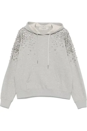 Golden Goose Sweathshirts & Hoodies, Dame, Grå, S, Bomuld, Krystal-udsmykket Hættetrøje
