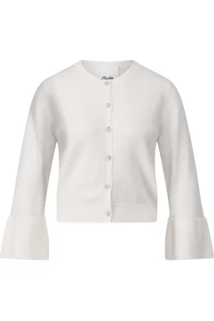 Allude Strik, Dame, Hvid, M, Cashmere, Cashmere Cardigan med Trompetærmer
