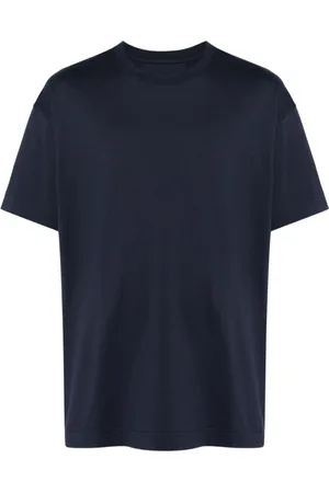 Givenchy Top, Herre, Blå, M, Bomuld, Blå Jersey Crew Neck med Præget Logo