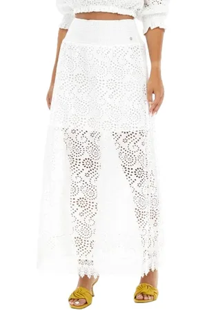 Guess Nederdel, Dame, Hvid, M, Tekstil Maxi-nederdel