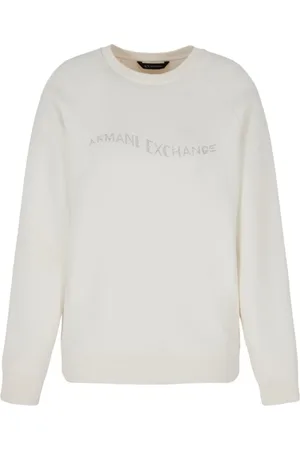 Armani Exchange Sweathshirts & Hoodies, Dame, Hvid, S, Bomuld, Sweater med logodetalje foran