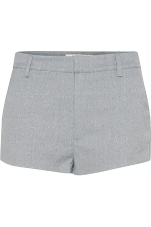 Gestuz Shorts, Dame, Grå, M, Kort Højtaljet Shorts Gråblå Melange