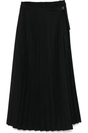 Ami Nederdel, Dame, Sort, S, Uld, Sort Uld Maxi Plisseret Nederdel