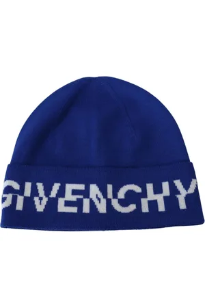 Givenchy Tilbehør, Herre, Blå, ONE SIZE, Uld, Logo Beanie Hue