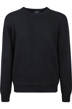 HERNO Strik, Herre, Blå, 2XL, Uld, Rundhalset sweater