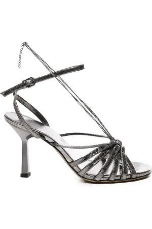 Golden Goose Sko, Dame, Grå, 37 EU, Læder, Chain Detailing Leather Heels