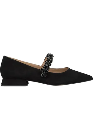 Alma en Pena Sko, Dame, Sort, 41 EU, Læder, Rhinestone-Rem Ballerina-sko med flad hæl