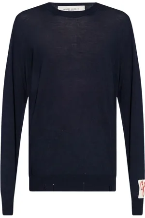 Golden Goose Strik, Herre, Blå, L, Uld, Sweater med logo