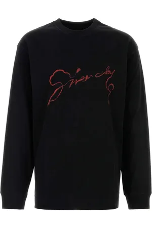 Givenchy Top, Herre, Sort, L, Bomuld, Sort Crewneck Langærmet T-shirt med Print