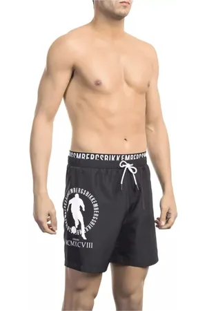 Bikkembergs Badetøj, Herre, Sort, XL, Sorte badeshorts med lagdelt detalje