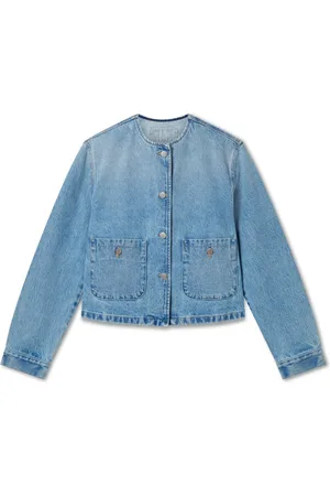 Axel Arigato Jakke, Dame, Blå, XS, Bomuld, Deia Collarless Jakke
