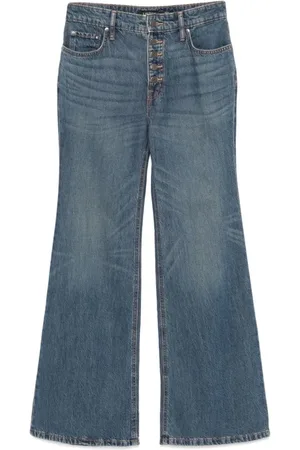 Ralph Lauren Jeans, Dame, Blå, XL, Uld, Retro Flare Fuld Længde Flare Jeans