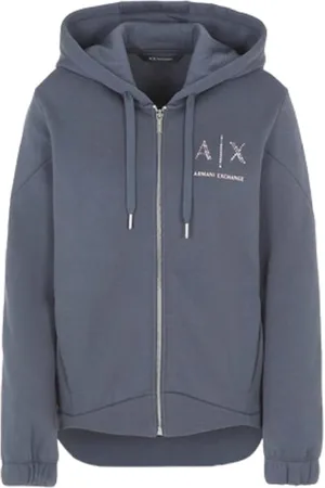 Armani Exchange Sweathshirts & Hoodies, Dame, Grå, S, Bomuld, Zip-Hoodie Sweater
