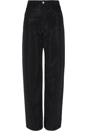 Armani Exchange Bukser, Dame, Sort, W26, Denim, Relaxede Fit Denim Jeans Indigo Stitching