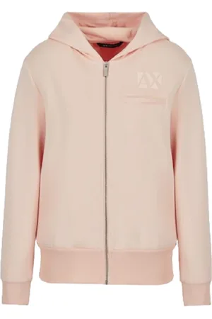 Armani Exchange Sweathshirts & Hoodies, Dame, Lyserød, L, Uld, Hættetrøje med lynlås