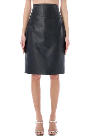 Givenchy Nederdel, Dame, Sort, S, Læder, High Waist Skirt Ss23