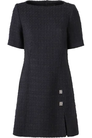 Givenchy Kjole, Dame, Blå, XS, Tweed, Tweed Kjole med 4G Knapper