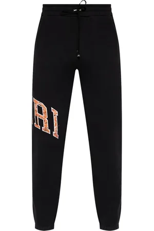 AMIRI Bukser, Herre, Sort, M, Bomuld, Bandanasvetbukser med Ribbede Kantninger