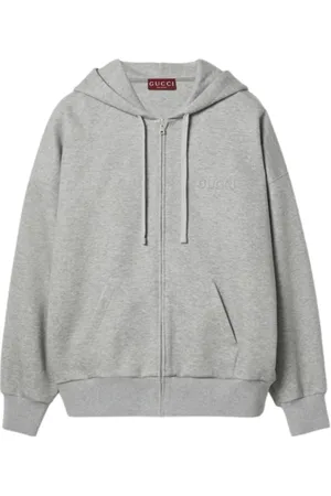 Gucci Sweathshirts & Hoodies, Herre, Grå, L, Bomuld, Heather Grey Hoodie med lynlås