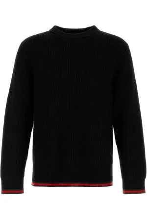 Gucci Strik, Herre, Sort, S, Uld, Sort strikket sweater med rund hals