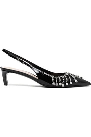 Gucci Sko, Dame, Sort, 38 EU, Læder, Krystalbesatte Slingback Kitten Heels