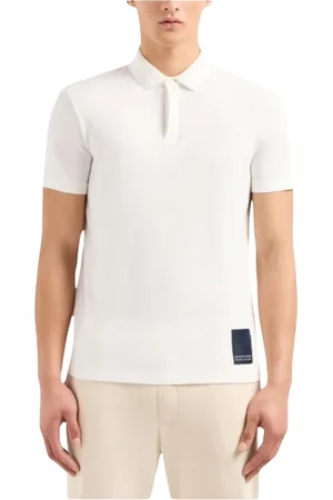 Armani Exchange Top, Herre, Hvid, S, Bomuld, Stretch-Cotton Polo Shirt - Slim Fit