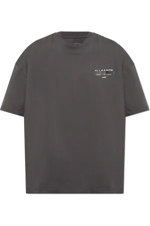 AllSaints Top, Herre, Grå, 2XL, Bomuld, Oversized T-shirt med broderet logo