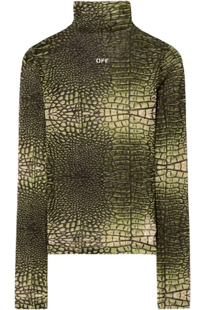 OFF-WHITE Strik, Dame, Grøn, S, Grøn Krokodille-Effekt Sweater