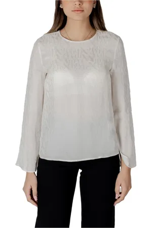 Armani Exchange Bluser & Skjorter, Dame, , S, Satin, Blouse i satin med allover-logo