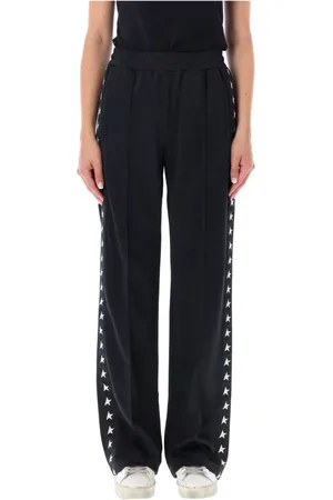 Golden Goose Bukser, Dame, Sort, S, Polyester, Vide joggingbukser med stjernebånd