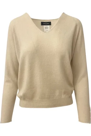 Gran Sasso Strik, Dame, Hvid, XL, Cashmere, Cashmere V-Neck Pullover