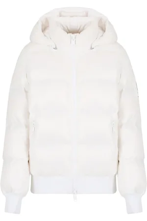 Armani Exchange Jakke, Dame, Hvid, L, Uld, Vatteret hvid jakke med hætte