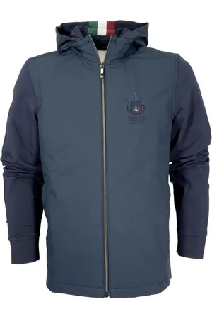 Aeronautica Militare Jakke, Herre, Blå, 4XL, Bomuld, Hybrid Jakke med Aftagelig Hætte