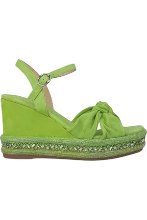 Alma en Pena Sko, Dame, Grøn, 38 EU, Læder, Rhinestone Kilehæl Sandal