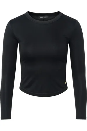 ANINE BING Top, Dame, Sort, S, Uld, Jane Langærmet Top