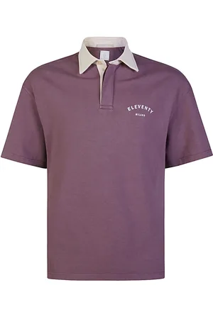 ELEVENTY Top, Herre, Lilla, 2XL, Bomuld, Bomuldspolo med print