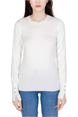 Guess Strik, Dame, Hvid, 2XL, Bomuld, Langærmet striktrøje