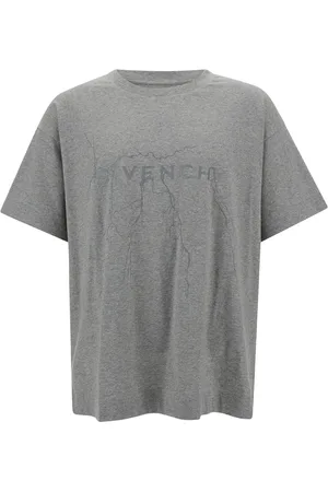 Givenchy Top, Herre, Grå, M, Bomuld, Boxy Kortærmet Fulmine T-shirt