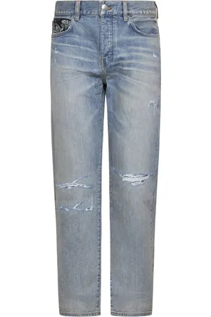 AMIRI Jeans, Herre, Blå, W29, Bomuld, Bandana Repair Straight Jeans