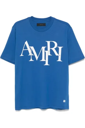 AMIRI Top, Herre, Blå, S, Bomuld, Staggered Logo Tee