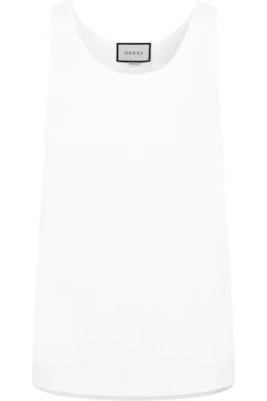 Gucci Top, Herre, Hvid, L, Bomuld, Scoop-Neck Logo Tank Top